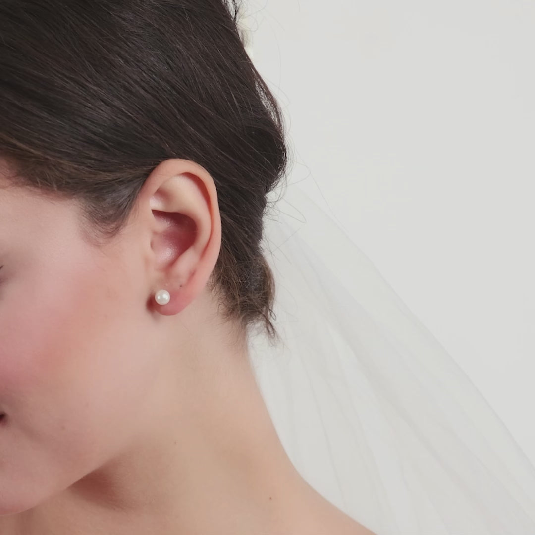 Sterling Silver White Shell Pearl Bridal Earrings