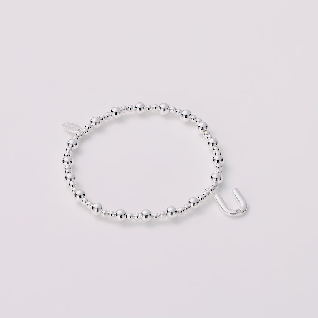 Letter U Initial Stretch Bracelet Created with Zircondia® Crystals