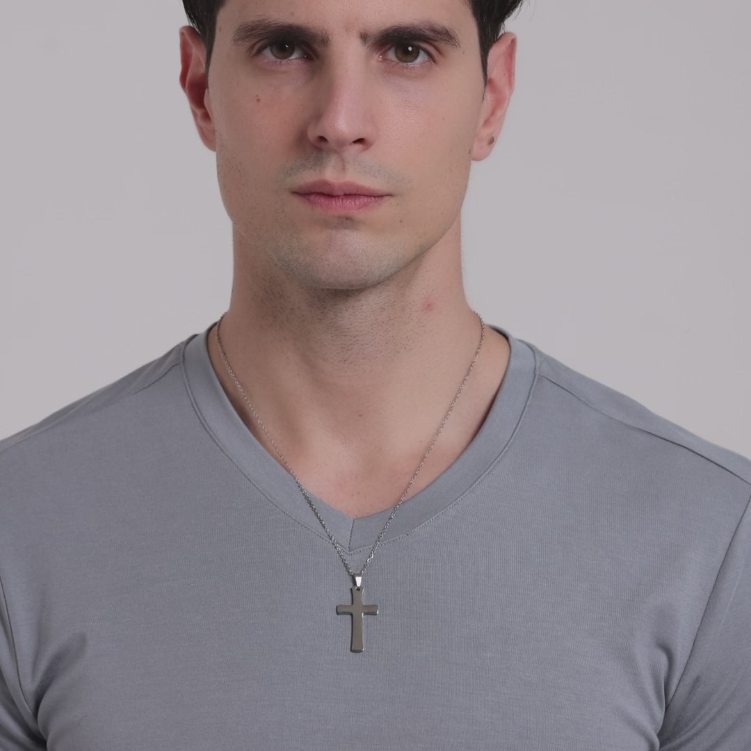 Men's Stainless Steel Cross Necklace Video
