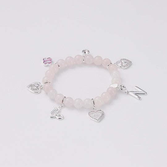 Rose Quartz Gemstone Stretch Bracelet with Option of Charms