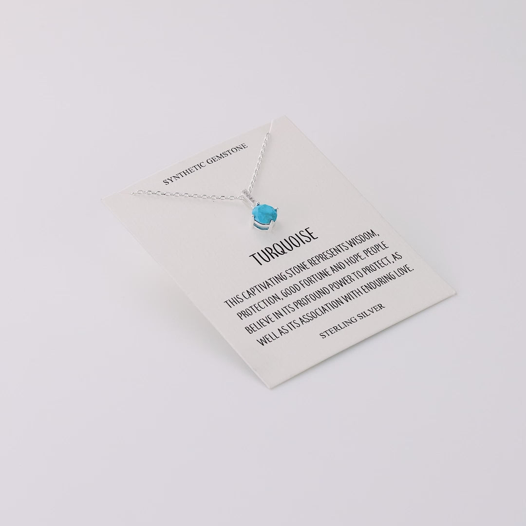 Sterling Silver Synthetic Turquoise Gemstone Necklace with Quote Card