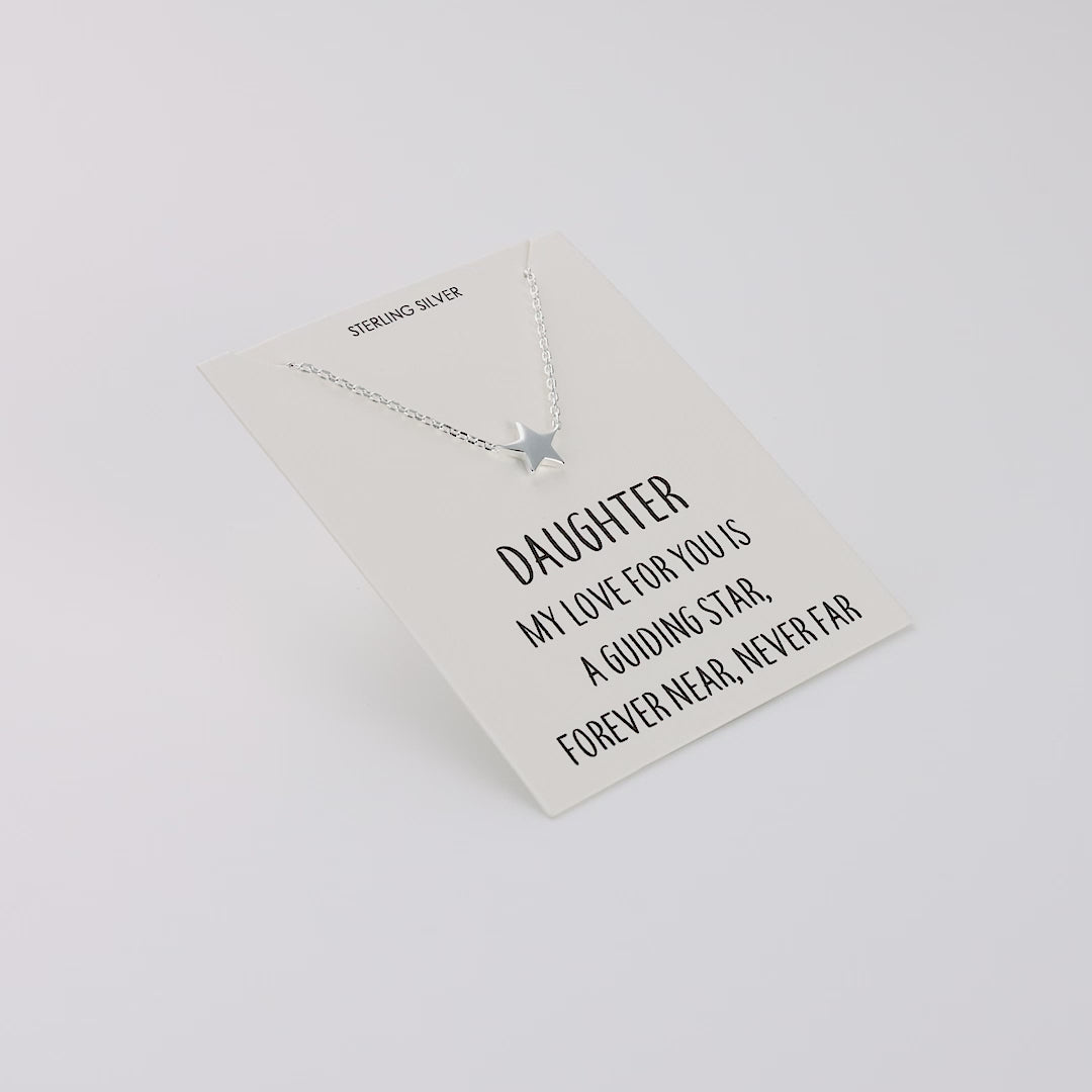 Sterling Silver Daughter Quote Star Necklace