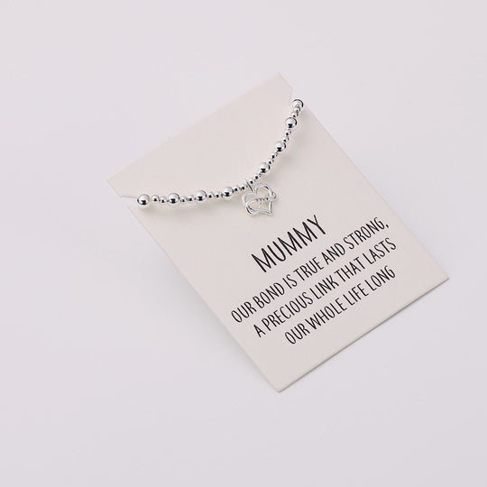 Mummy Infinity Heart Beaded Stretch Bracelet with Quote Card
