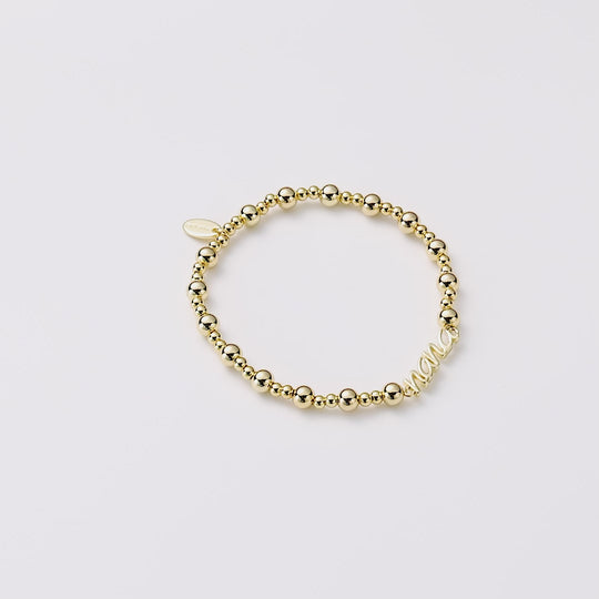 18k Gold Plated Nana Beaded Stretch Bracelet