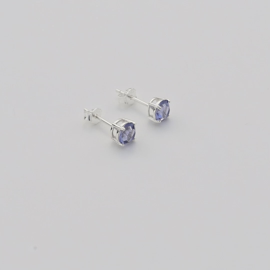 Sterling Silver February (Amethyst) Birthstone Earrings Created with Zircondia® Crystals Video