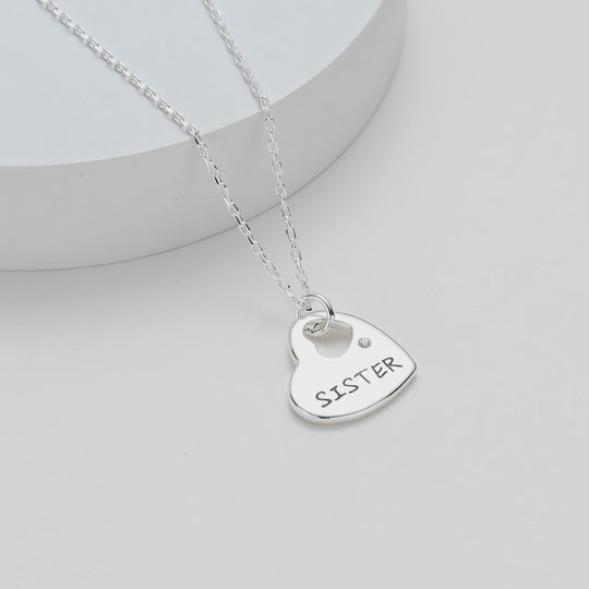 Sister Heart Necklace Created with Zircondia® Crystals Video