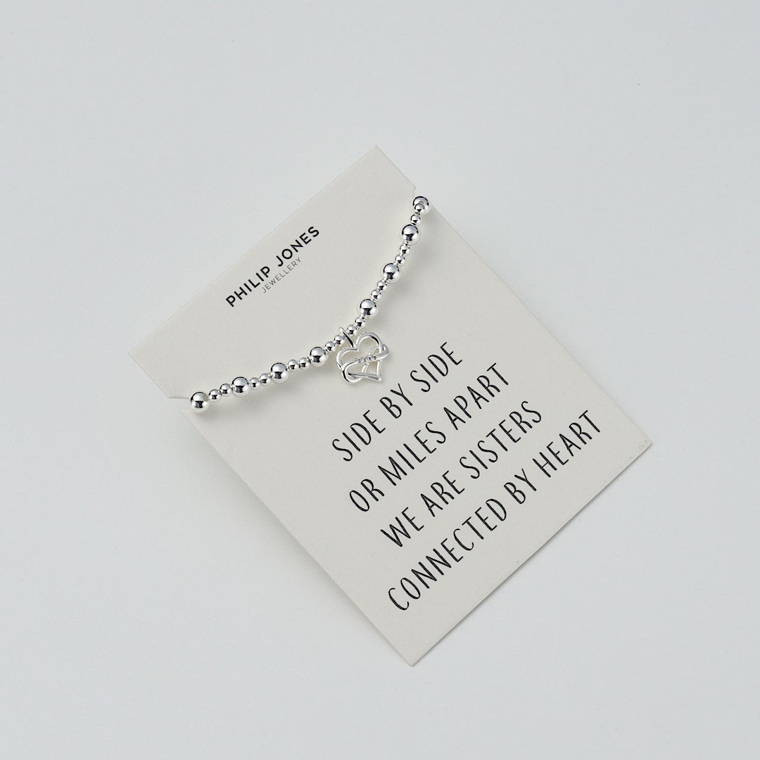 Infinity Heart Beaded Stretch Sister Bracelet with Quote Card