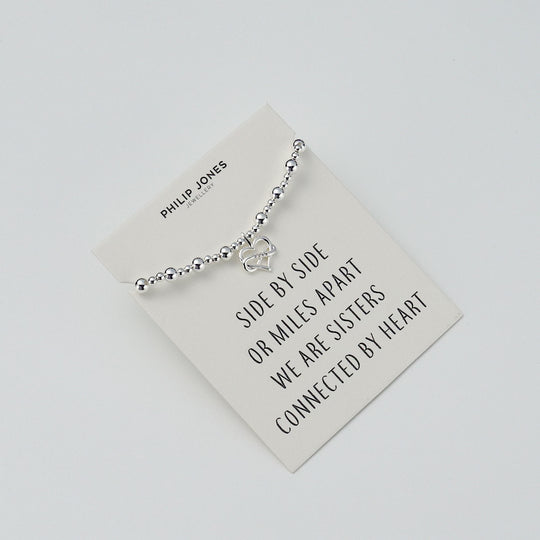 Infinity Heart Beaded Stretch Sister Bracelet with Quote Card
