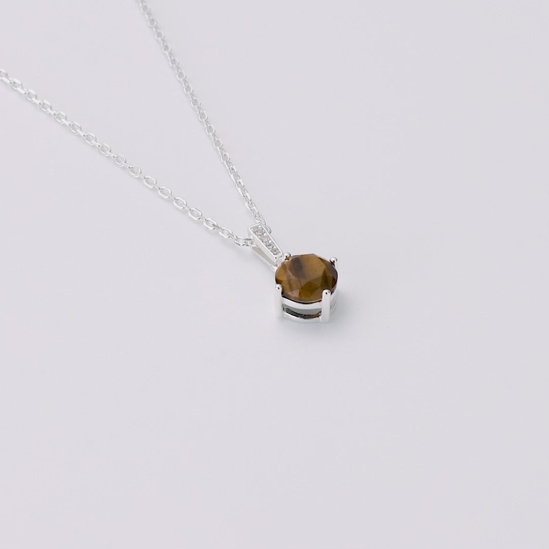 Sterling Silver Tigers Eye Gemstone Necklace