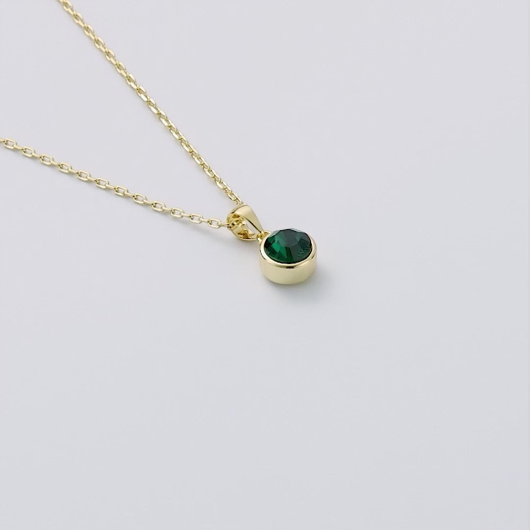18k Gold Plated Green Crystal Necklace Created with Zircondia® Crystals