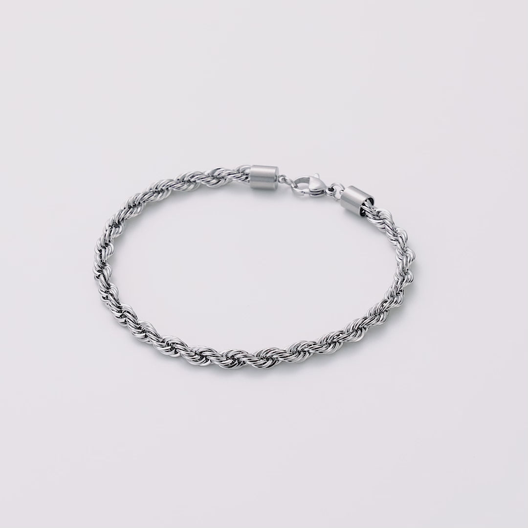 Men's 5mm Stainless Steel 7.5-8.5 Inch Round Rope Wheat Chain Bracelet