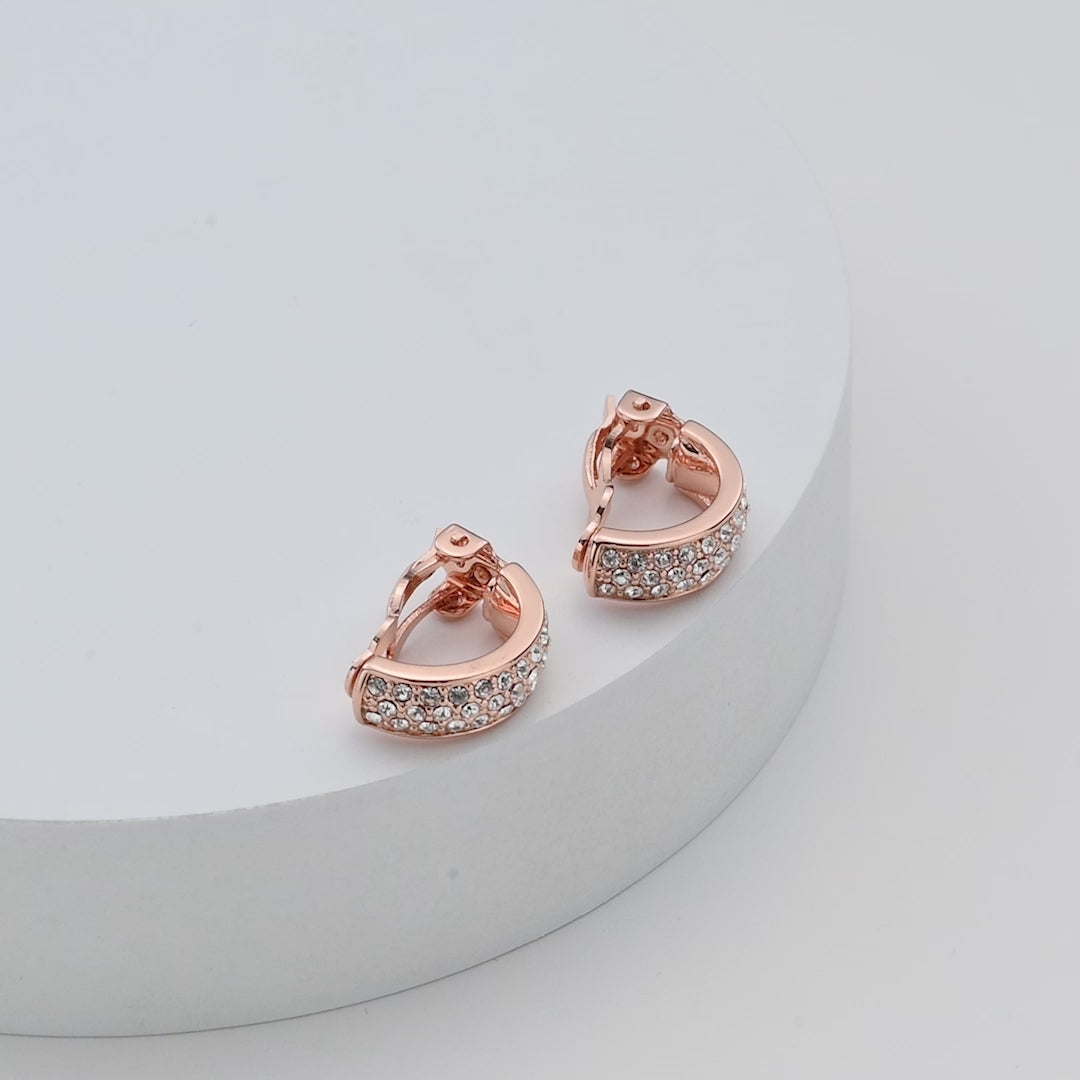 Rose Gold Plated Pave Clip On Earrings Created with Zircondia® Crystals