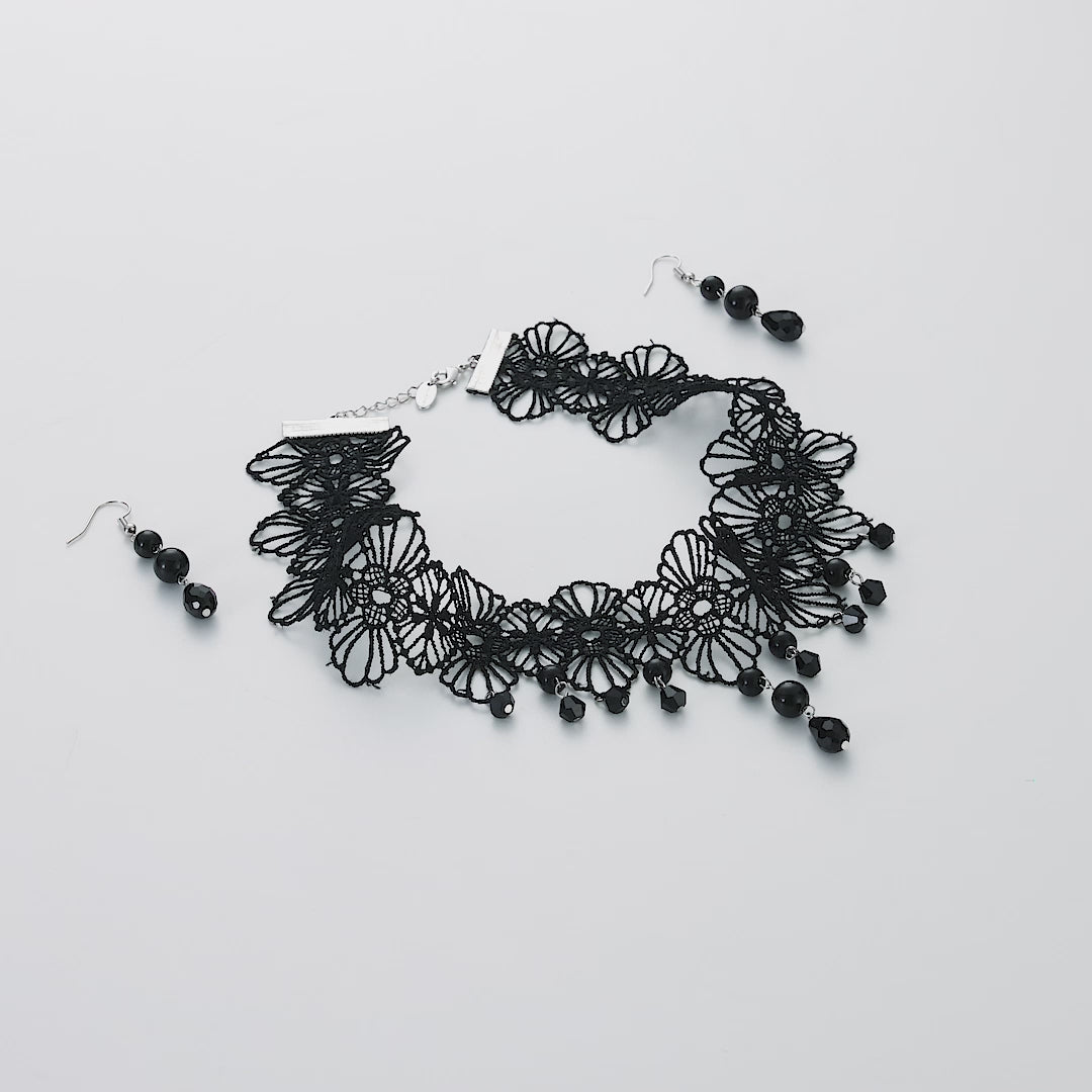 Black Crystal Choker Set