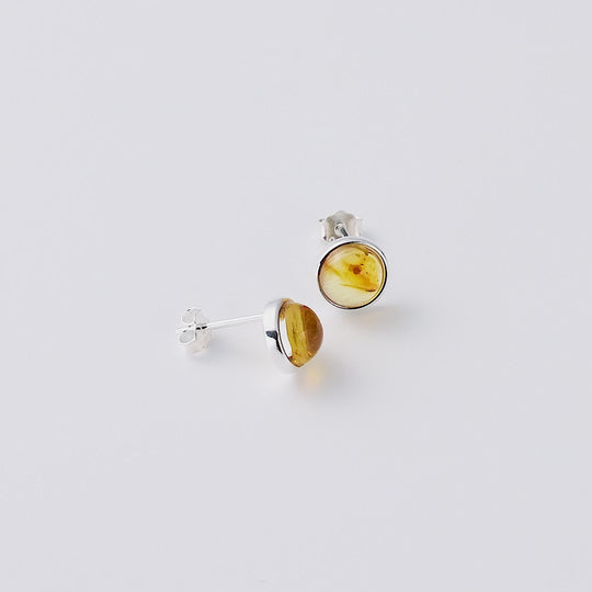 Sterling Silver Amber Stud Earrings