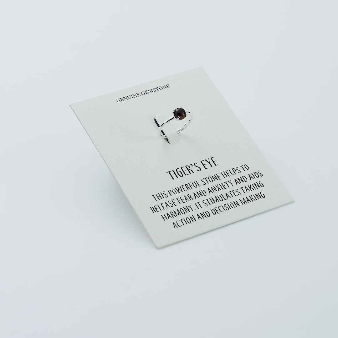 Tigers Eye Adjustable Ring with Quote Card
