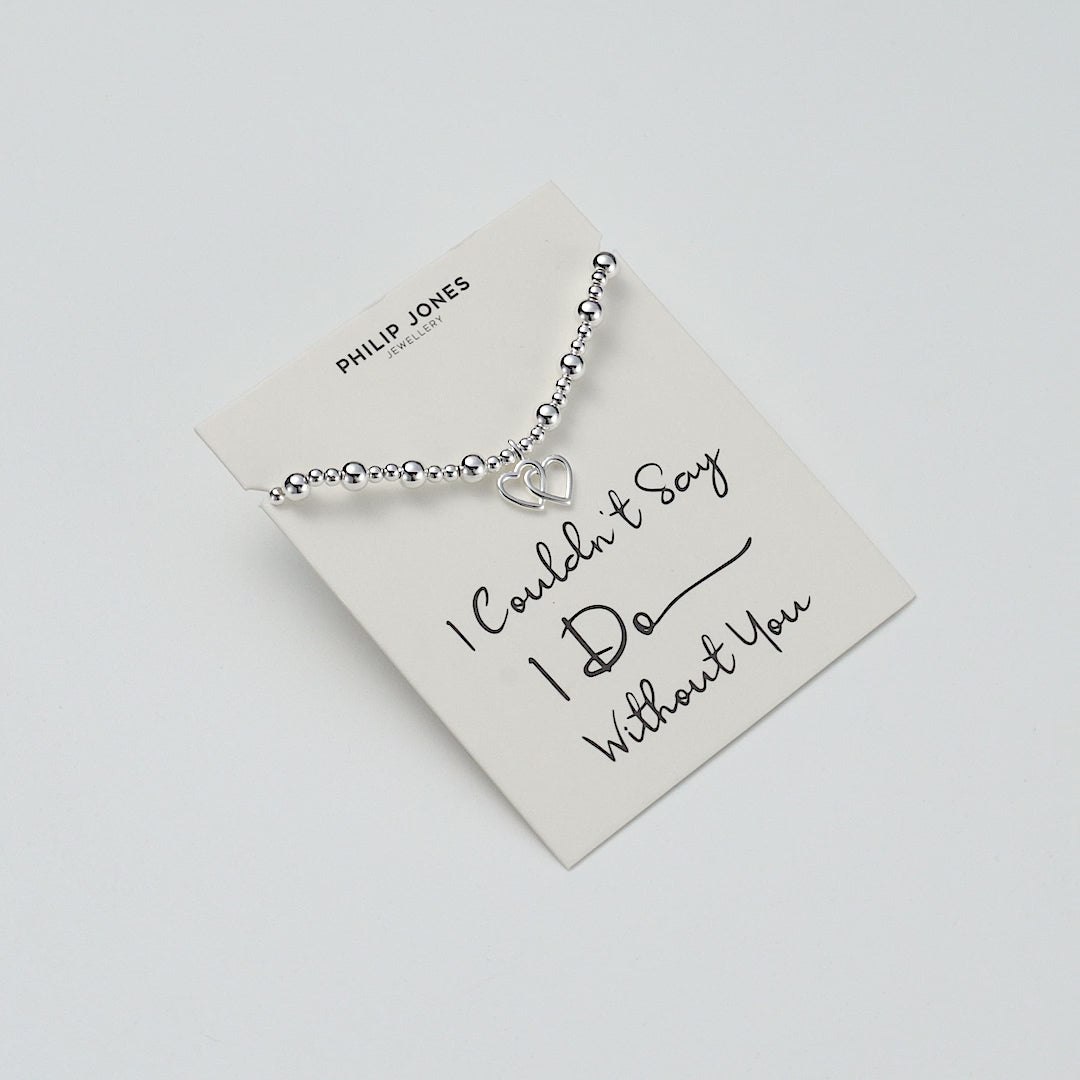 I Couldn't Say I Do Without You Heart Link Beaded Stretch Bridal Bracelet with Quote Card
