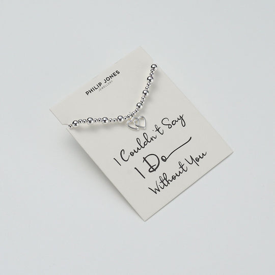I Couldn't Say I Do Without You Heart Link Beaded Stretch Bridal Bracelet with Quote Card