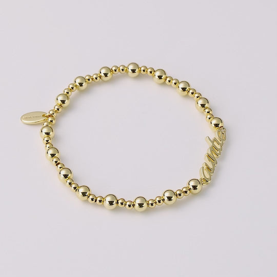 18k Gold Plated Auntie Beaded Stretch Bracelet
