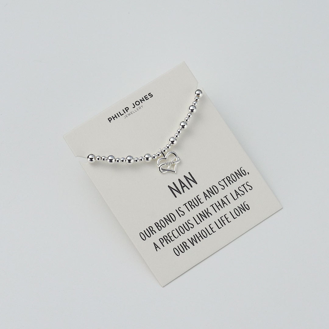Nan Infinity Heart Beaded Stretch Bracelet with Quote Card