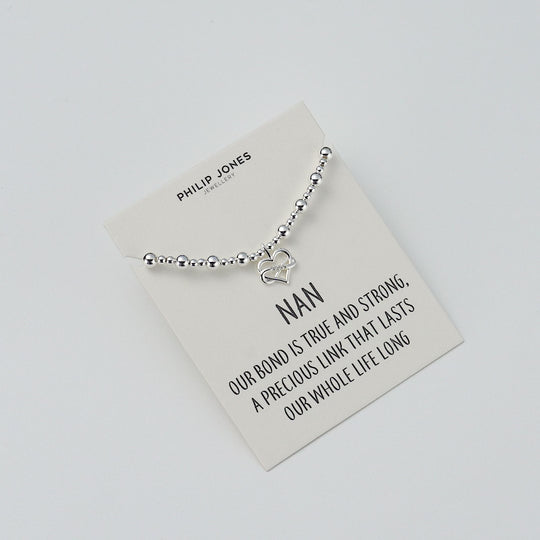 Nan Infinity Heart Beaded Stretch Bracelet with Quote Card