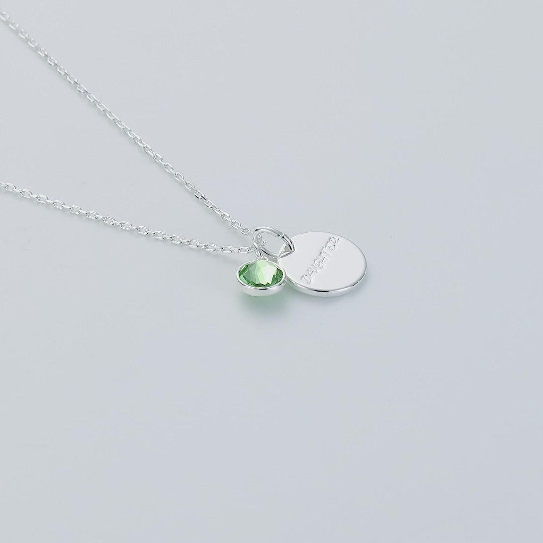 Birthstone Necklace with Daughter Charm Created with Zircondia® Crystals