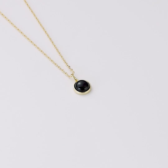 18k Gold Plated Black Onyx Necklace