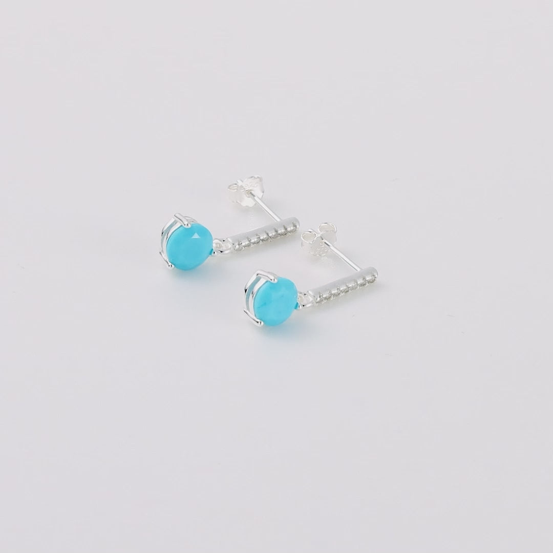 Sterling Silver Synthetic Turquoise Gemstone Drop Earrings