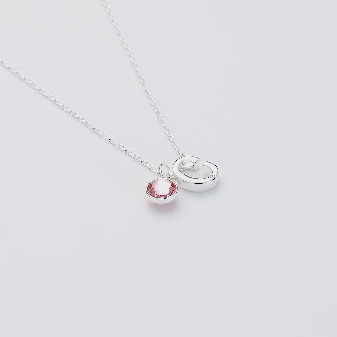 Initial C Necklace with Birthstone Charm Created with Zircondia® Crystals