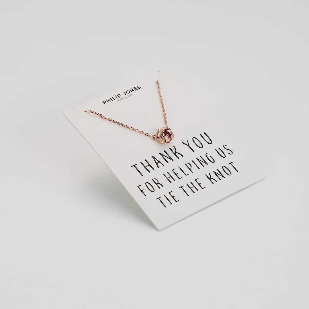 Rose Gold Plated Thank You for Helping us Tie The Knot Necklace with Quote Card