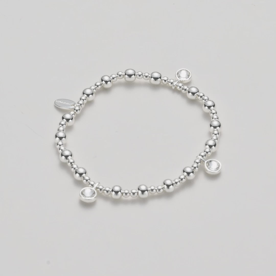 April (Diamond) Birthstone Stretch Charm Bracelet with Quote Gift Box Video