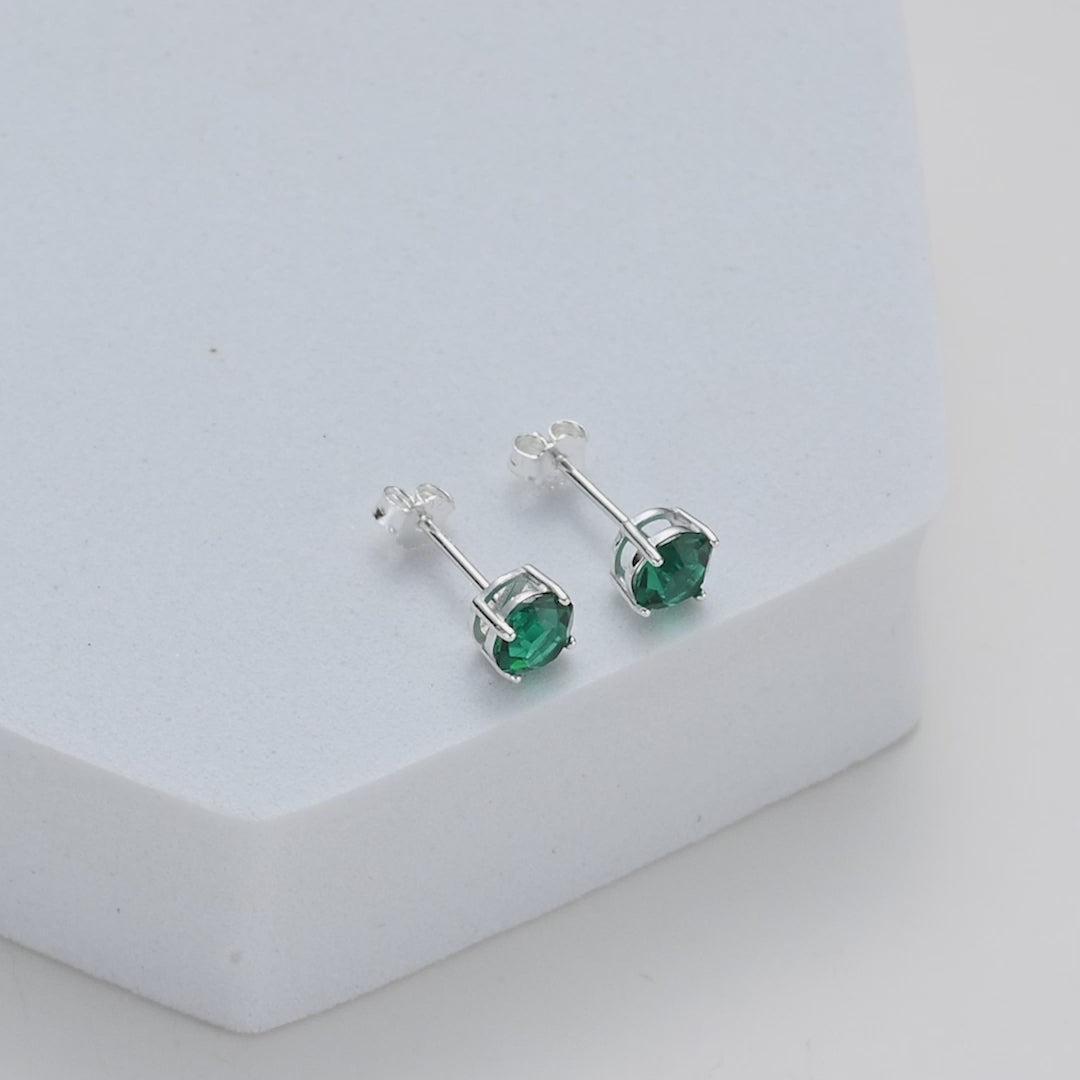 Sterling Silver Green Earrings Created with Zircondia® Crystals Video