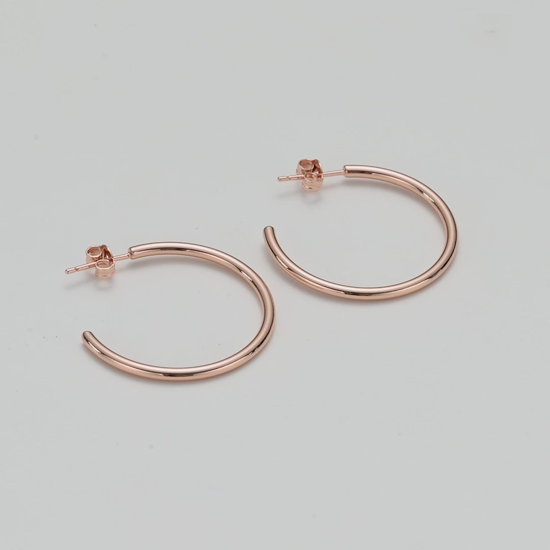Rose Gold Plated Round Hoop Earrings Video