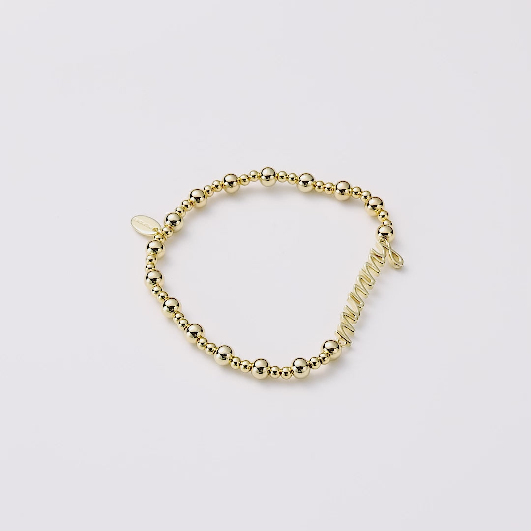 18k Gold Plated Mummy Beaded Stretch Bracelet
