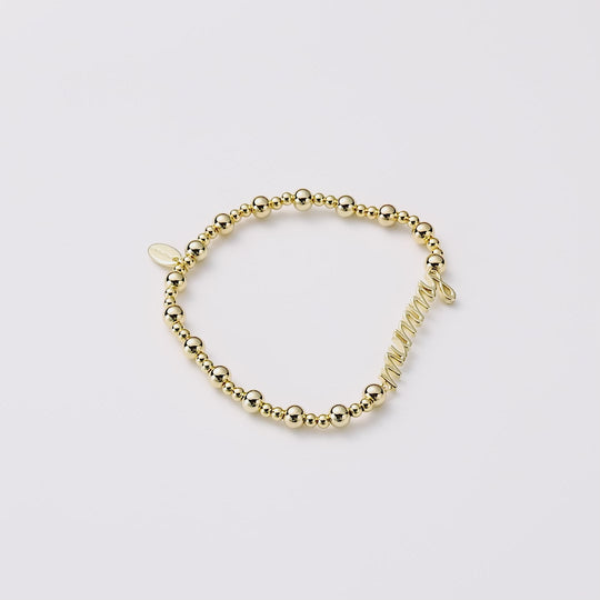 18k Gold Plated Mummy Beaded Stretch Bracelet