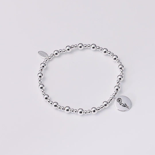 August Birth Flower Poppy Beaded Stretch Bracelet