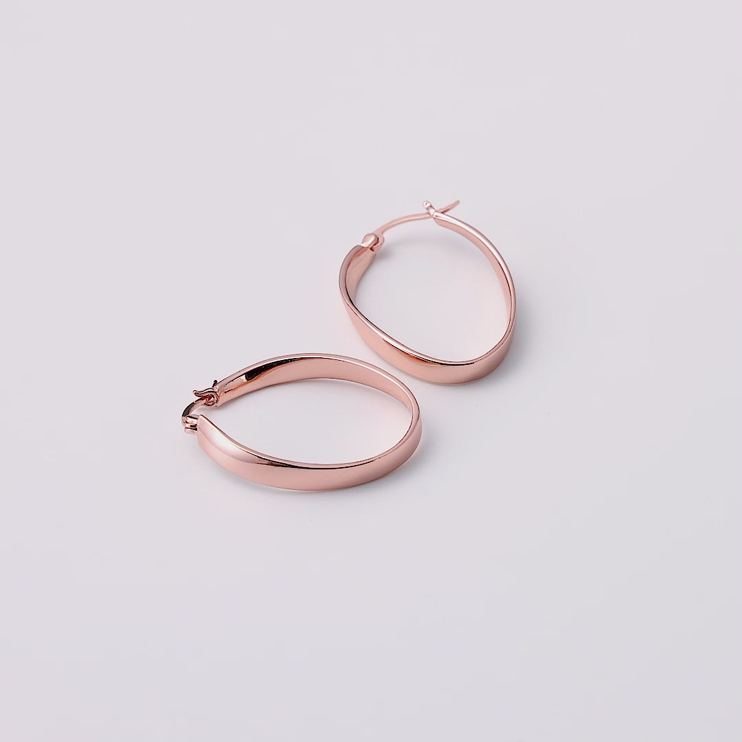 Rose Gold Plated 30mm Oval Hoop Earrings