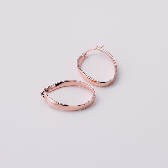 Rose Gold Plated 30mm Oval Hoop Earrings