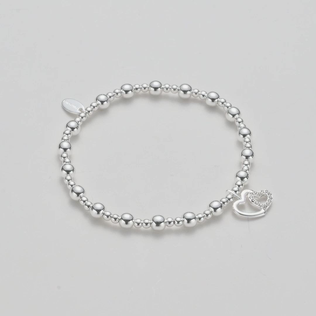 Silver Plated Mother and Daughter Quote Stretch Bracelet with Gift Box Video