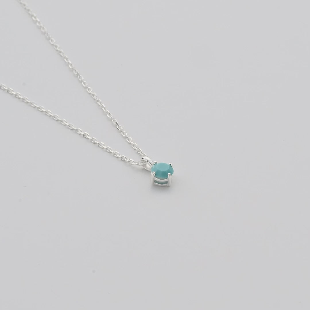 Sterling Silver December (Turquoise) Birthstone Necklace Created with Zircondia® Crystals Video