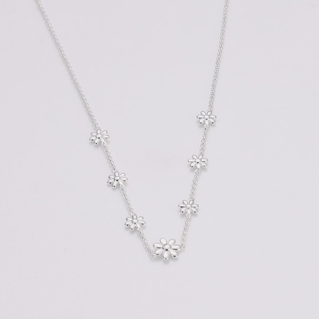 Silver Plated Multi Daisy Necklace