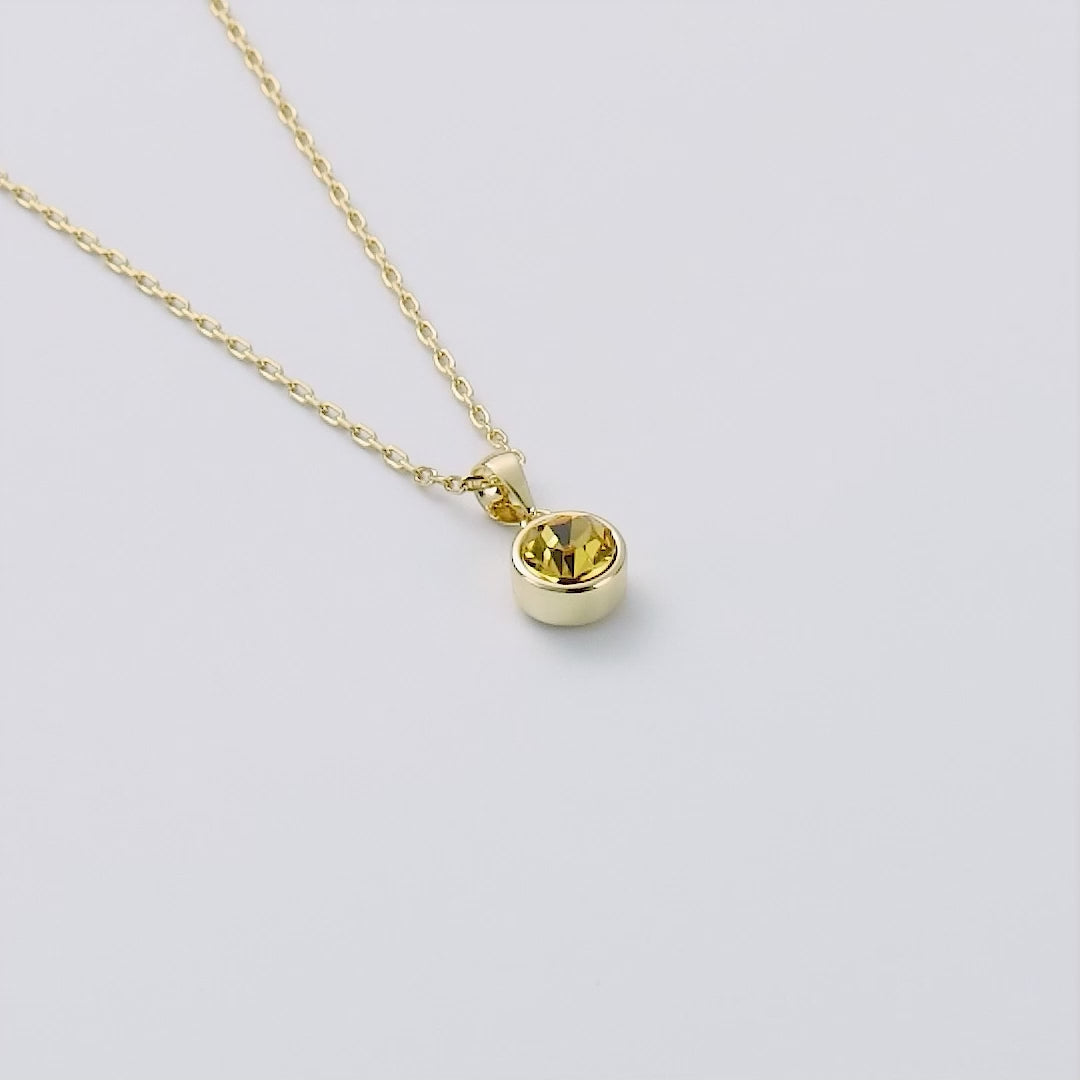 18k Gold Plated Yellow Crystal Necklace Created with Zircondia® Crystals