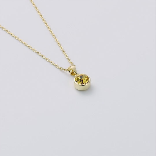 18k Gold Plated Yellow Crystal Necklace Created with Zircondia® Crystals