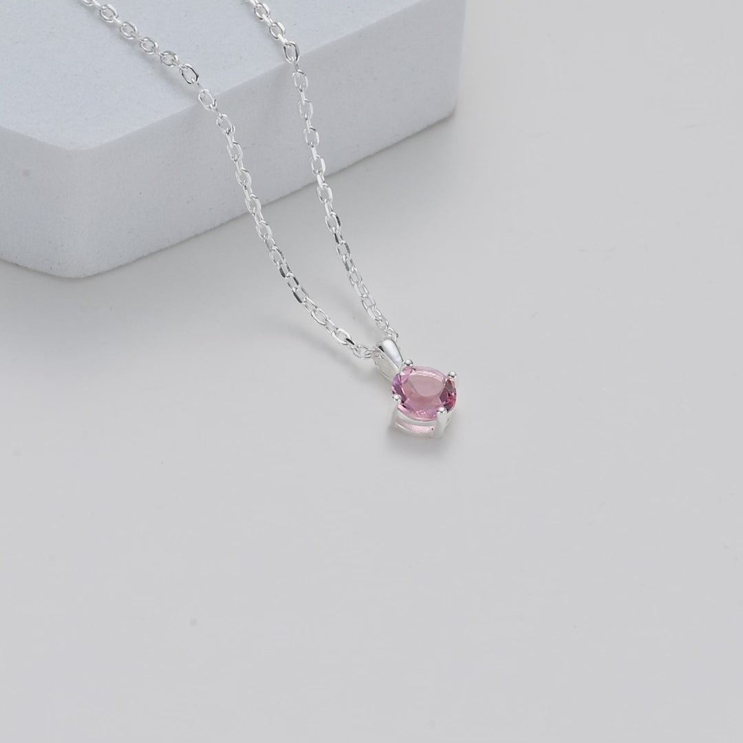 Sterling Silver Pink Necklace Created with Zircondia® Crystals Video