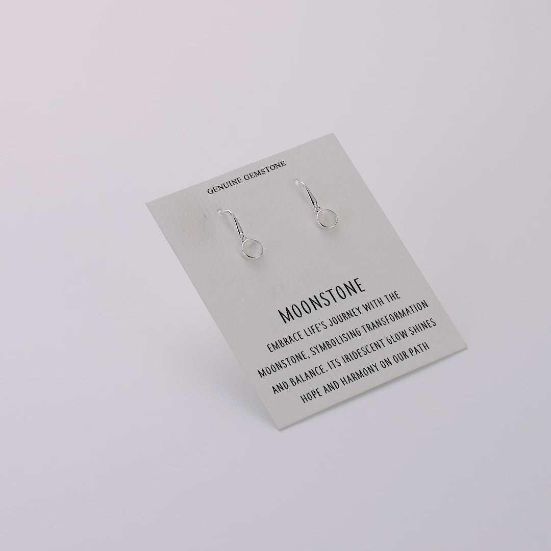 Moonstone Drop Earrings with Quote Card