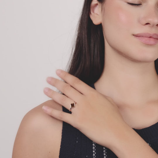 Tigers Eye Gemstone Adjustable Clover Ring