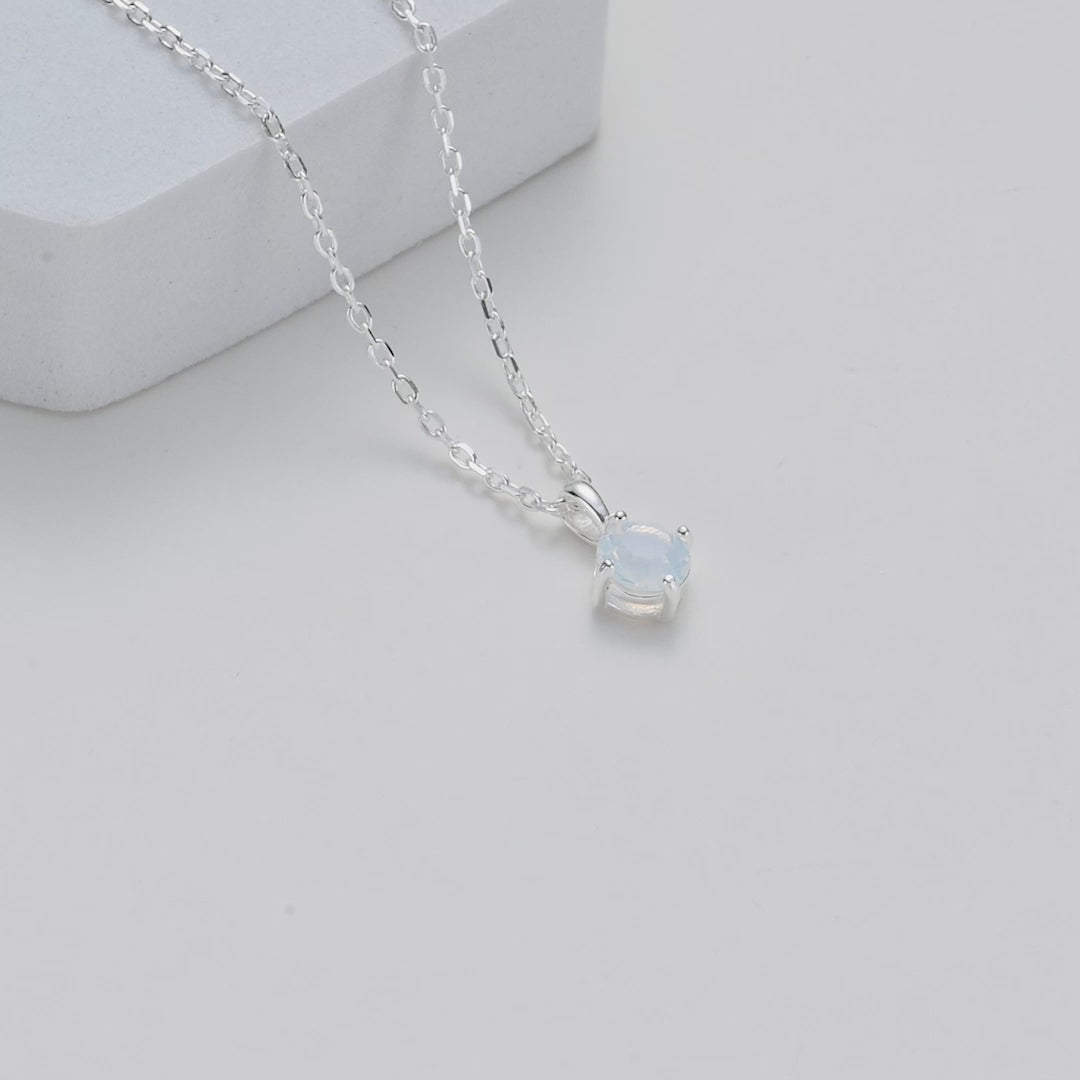 Sterling Silver White Opal Necklace Created with Zircondia® Crystals Video