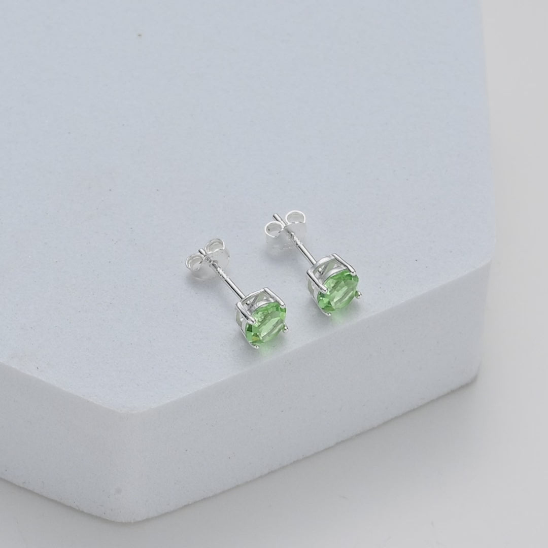 Sterling Silver Light Green Earrings Created with Zircondia® Crystals Video