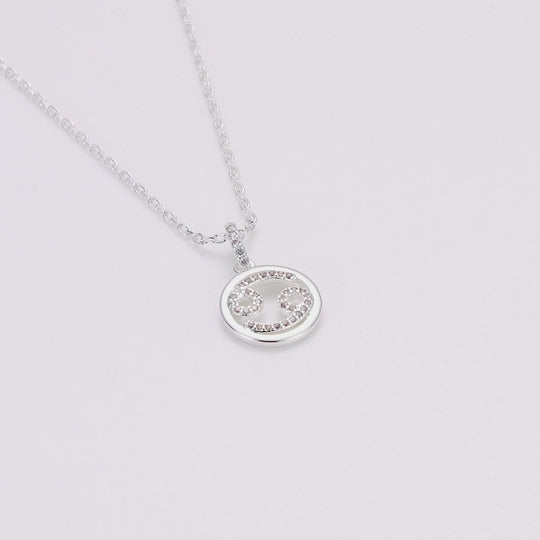 Cancer Star Sign Zodiac Necklace with Zircondia® Crystals
