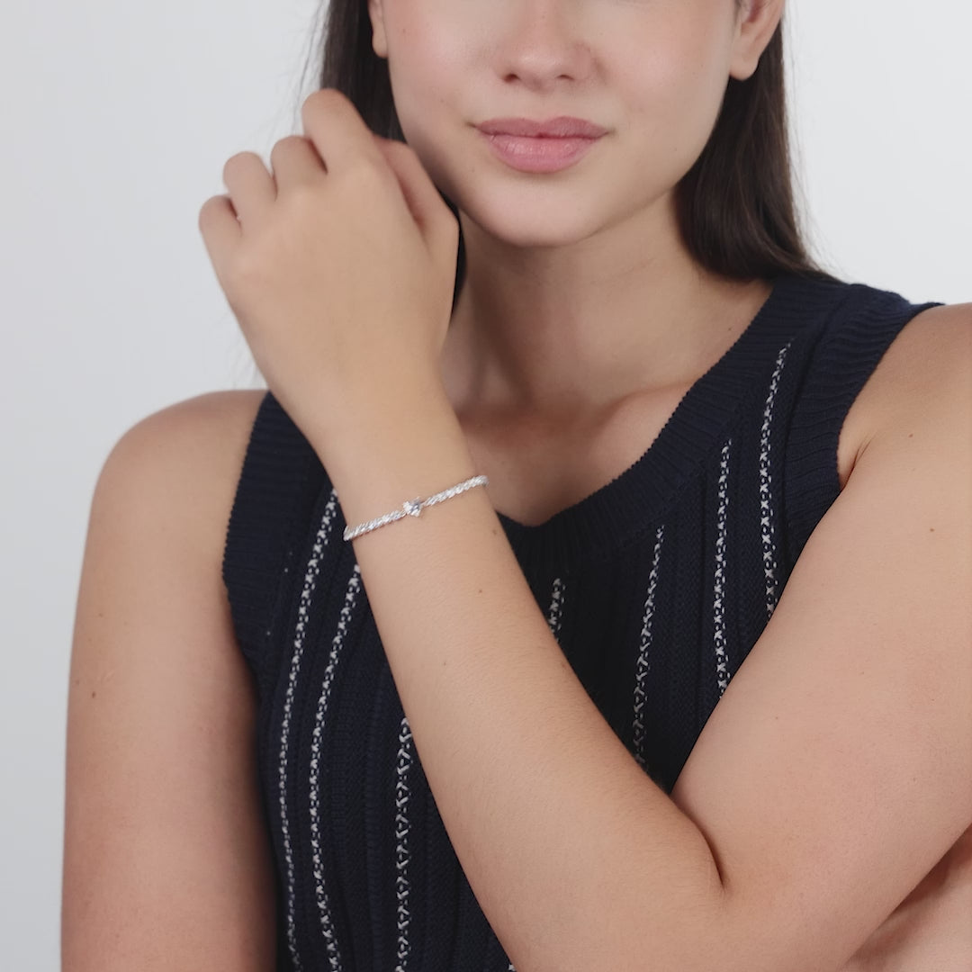 Heart Solitaire Tennis Bracelet Created with Zircondia® Crystals
