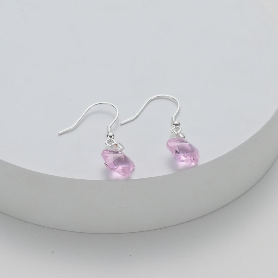 Sterling Silver Light Rose Flower Earrings Created with Zircondia® Crystals Video